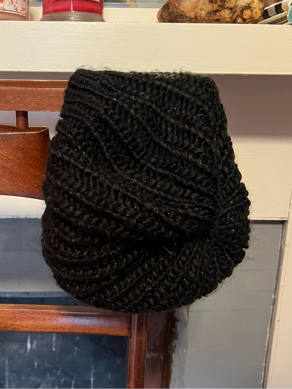 Black Knit Slouchy Beanie
